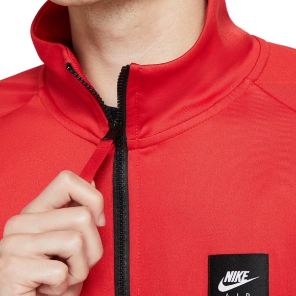 NIKE AIR Sportswear, Lightweight Track Jacket, Sewn Text, Red-Black-White, L - Picture 4 of 12
